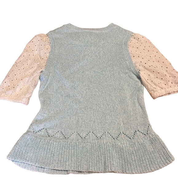 NWT Crown & Ivy knit sweater vest shirt w/ attached eyelet lace puff sleeves Sm - Picture 5 of 6